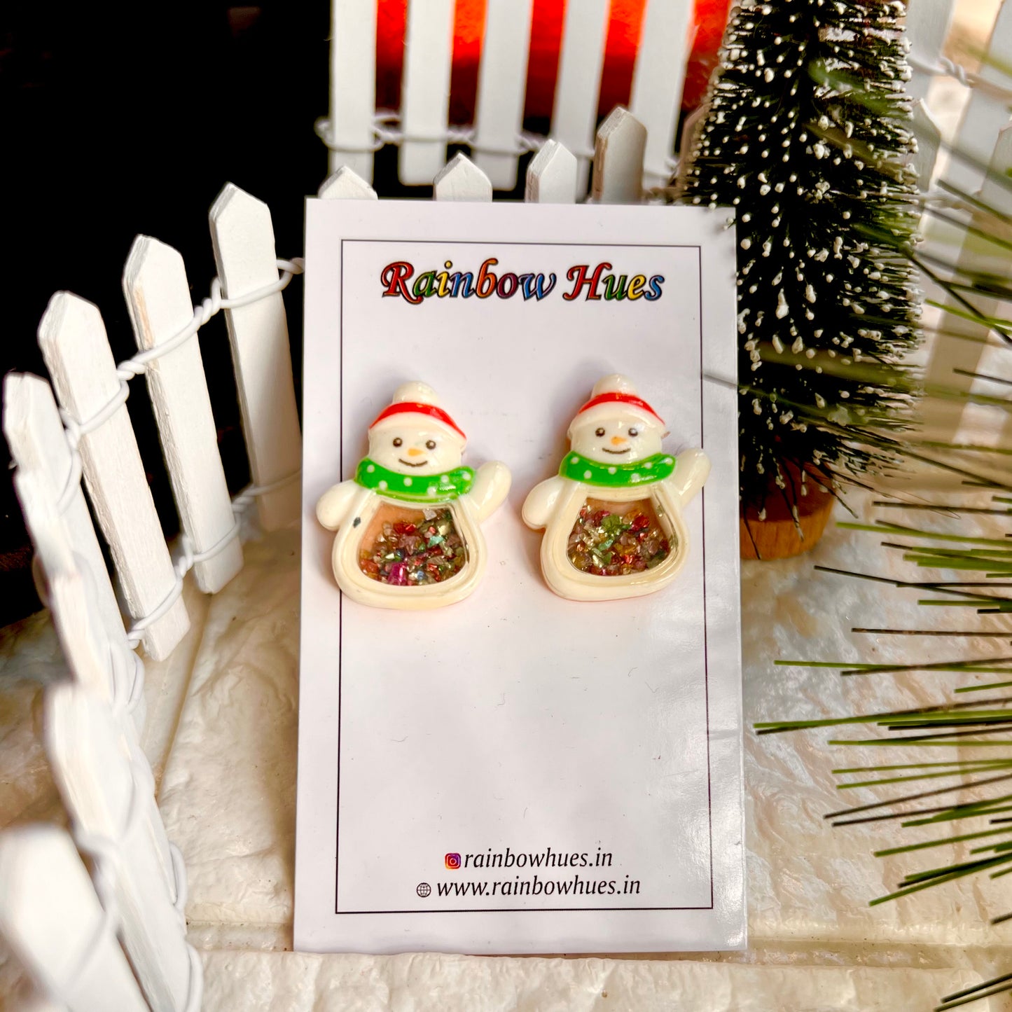 Snowman Glitter Studs
