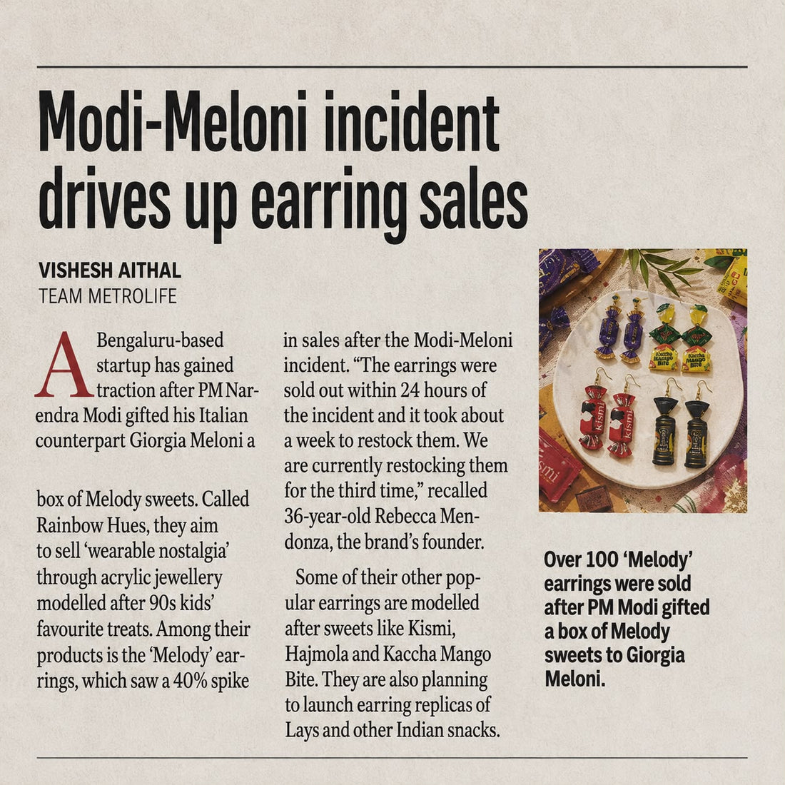 Modi-Meloni incident drives up earrings sales!