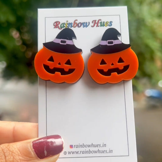 Laughing Pumpkin Stud Earrings