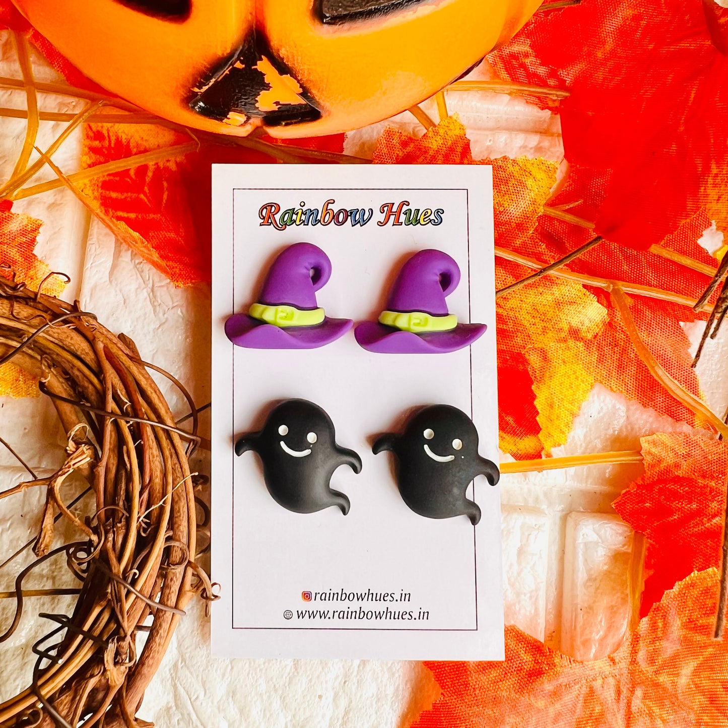 Stun and spook with these one-of-a-kind Spooky Duo Studs. This set of two eye-catching earrings is the perfect finishing touch for your Halloween look. With unique designs that blend spooky with style, these earrings will turn heads - no tricks, only treats!