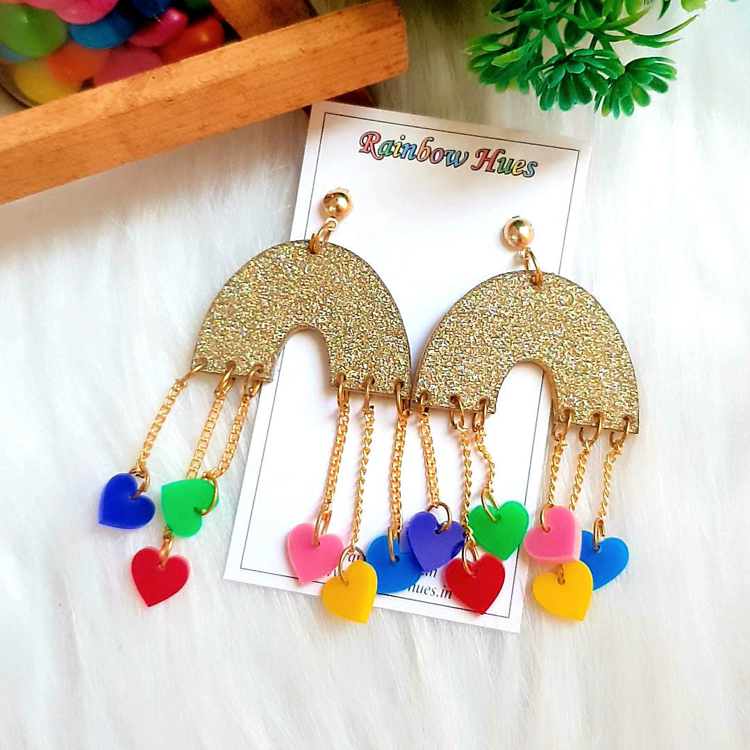 Rainbow Little Heart Danglers