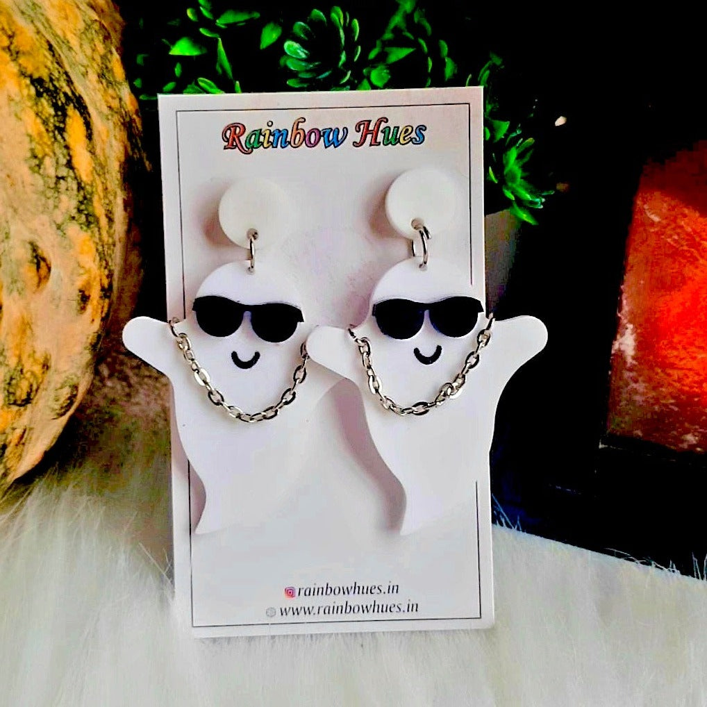 The Cool Boo Earrings feature a stylish design of a cool ghost. They are made from high-quality acrylic material, making them durable and comfortable to wear. Their lightweight design makes them perfect for Halloween or Themed Party!