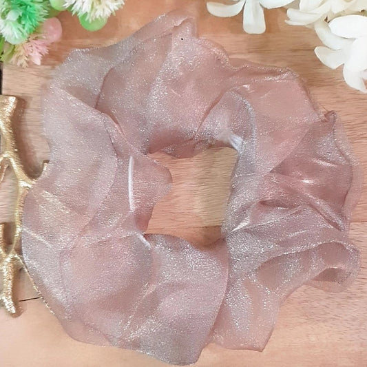 Add a luxurious touch to your look with this stunning Champagne Organza Scrunchie. Constructed from a sheer organza fabric, this scrunchie shimmers and shines. Perfect for formal occasions or to elevate any casual look, this exquisite accessory is sure to make a statement.