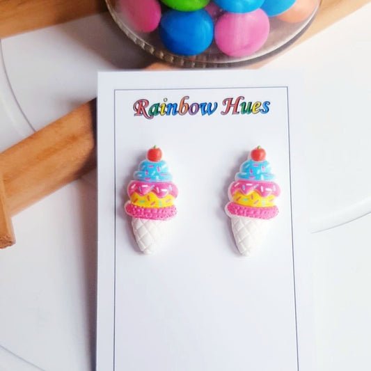 Treat yourself to these delicious, one-of-a-kind Vanilla Sundae Stud Earrings. They give a unique twist to any outfit and make you feel like you're indulging in dessert. Enjoy fashionably luscious style that's sure to make a statement! Yum!