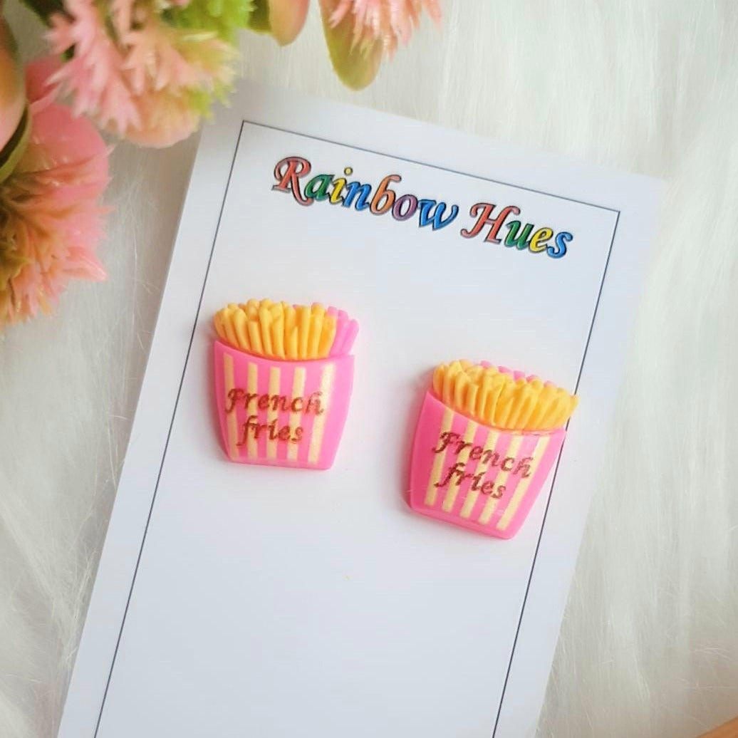 Add a delicious touch to your look with these irresistible French Fries Stud Earrings! Unique and stylish, these earrings have a realistic design that will leave your friends and family in awe. Perfect for foodies and fashionistas alike, they make a tasty and eye-catching addition to any outfit!