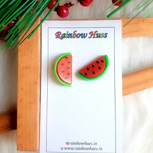 Express your fun and fruity style with these cool watermelon slice Stud Earrings! Crafted with attention to detail, these earrings feature a vibrant and juicy design that will make you stand out! Add a burst of summery color to your look today!