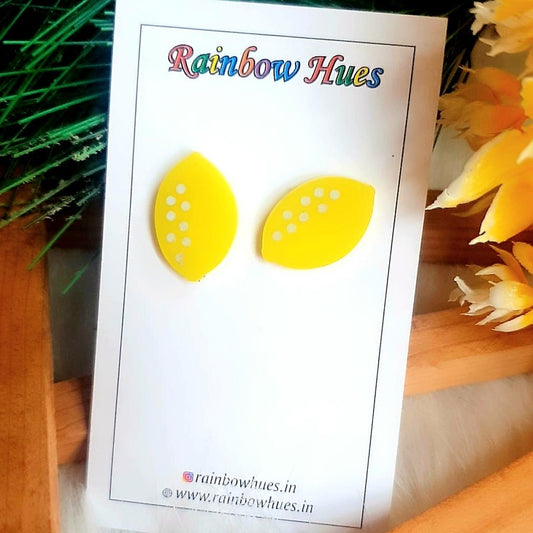 These fun and delightful Lemon Stud Earrings will bring a sweet flavor to any outfit. Crafted from high-quality materials, these earrings are a perfect accessory to elevate your style and add a vibrant splash of color. Make a statement with these cool earrings and show off your unique sense of fashion!