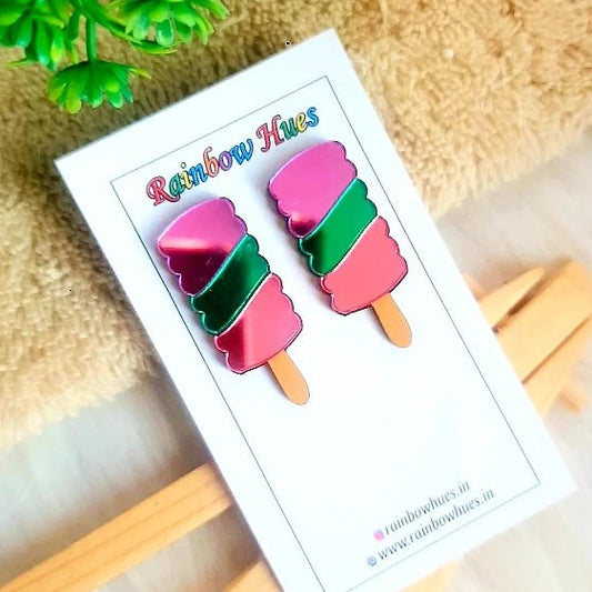 These Twister Tornado Popsicle stud earrings are a must-have accessory for any fashionista. Crafted with high-quality glossy purple, pink and green acrylic, the earrings offer a stylish statement piece that's sure to be a conversation starter. With its unique, eye-catching design, the Twister Tornado Popsicle stud earrings are sure to level-up any look.